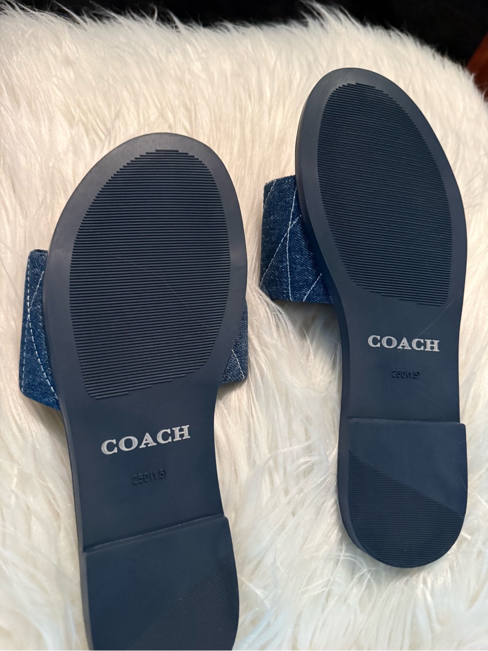 Women’s Navy Quilted Denim Slide Sandals - Picture 5 of 7